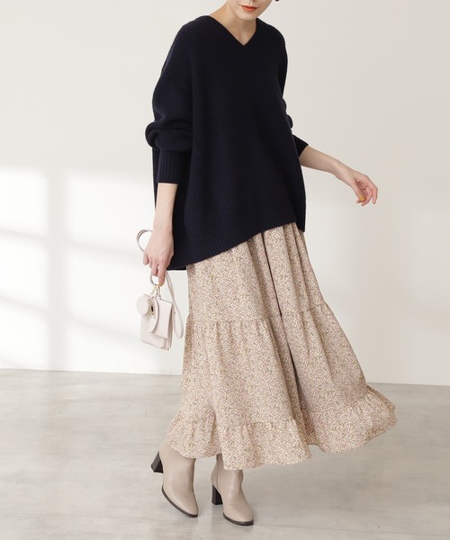 N.(N. Natural Beauty Basic)(エヌエヌナチュラルビューティーベーシック)の「◆プリントティアードスカート(スカート・レディース・ホワイト系その他/ブラック系その他・MEDIUM)」の1枚目の写真