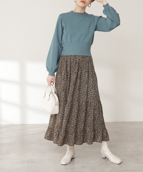 N.(N. Natural Beauty Basic)(エヌエヌナチュラルビューティーベーシック)の「◆プリントティアードスカート(スカート・レディース・ホワイト系その他/ブラック系その他・MEDIUM)」の2枚目の写真