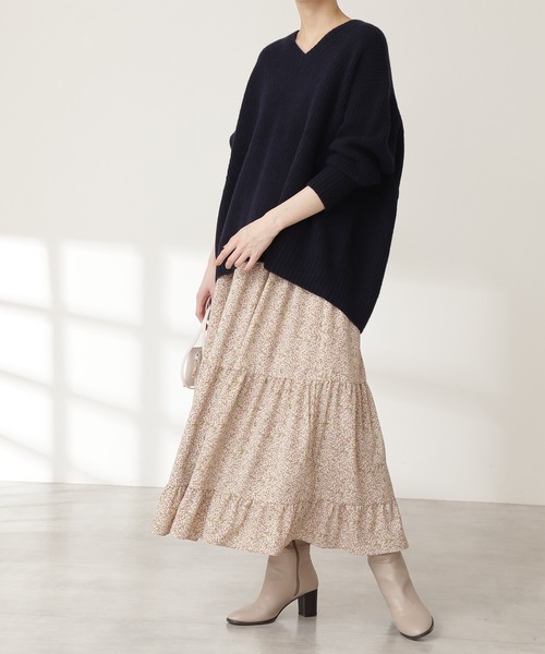 N.(N. Natural Beauty Basic)(エヌエヌナチュラルビューティーベーシック)の「◆プリントティアードスカート(スカート・レディース・ホワイト系その他/ブラック系その他・MEDIUM)」の8枚目の写真