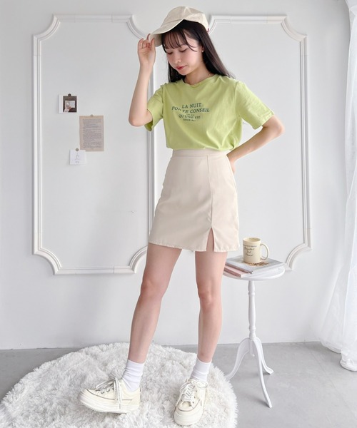 Loueme（ルエム）の「【XS～XLサイズ】ハイウエストスリットインナーパンツ付ミニスカパン（スカート・レディース・ブラック/ブルー/アイボリー・S/M/L/XL/XS）」の14枚目の写真