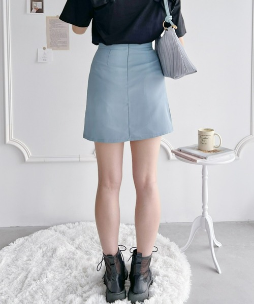 Loueme（ルエム）の「【XS～XLサイズ】ハイウエストスリットインナーパンツ付ミニスカパン（スカート・レディース・ブラック/ブルー/アイボリー・S/M/L/XL/XS）」の18枚目の写真