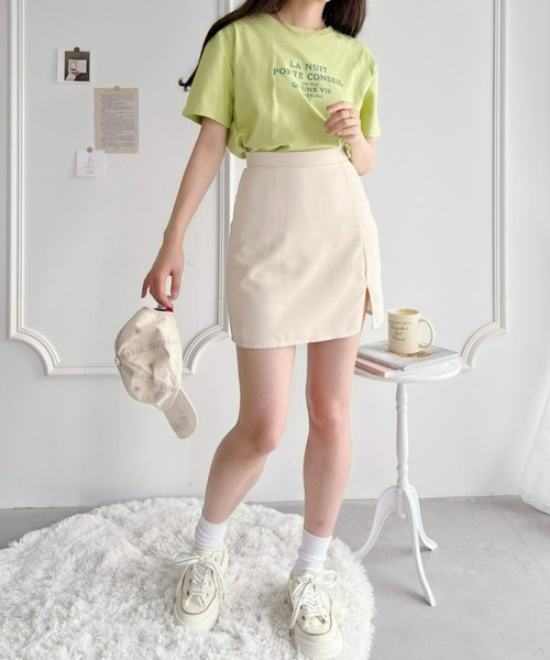 Loueme（ルエム）の「【XS～XLサイズ】ハイウエストスリットインナーパンツ付ミニスカパン（スカート・レディース・ブラック/ブルー/アイボリー・S/M/L/XL/XS）」の13枚目の写真