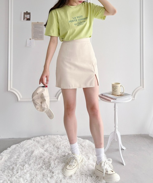 Loueme（ルエム）の「【XS～XLサイズ】ハイウエストスリットインナーパンツ付ミニスカパン（スカート・レディース・ブラック/ブルー/アイボリー・S/M/L/XL/XS）」の12枚目の写真