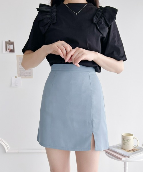 Loueme（ルエム）の「【XS～XLサイズ】ハイウエストスリットインナーパンツ付ミニスカパン（スカート・レディース・ブラック/ブルー/アイボリー・S/M/L/XL/XS）」の15枚目の写真