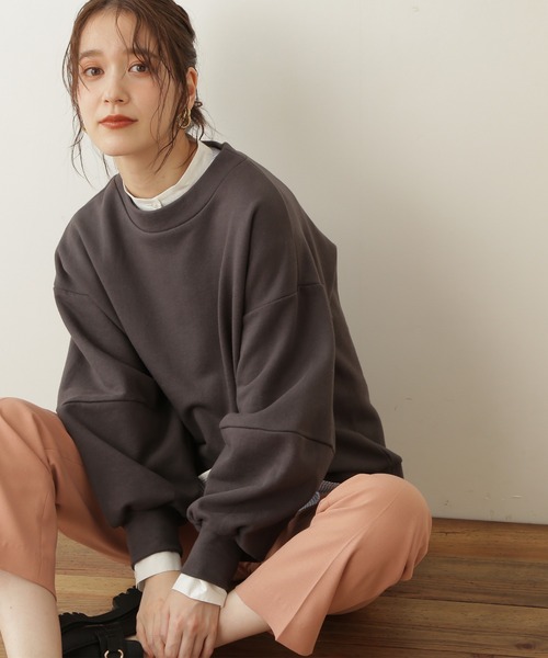 N.（N. Natural Beauty Basic）（エヌエヌナチュラルビューティーベーシック）の「◆ボリュームスリーブスウェット（スウェット・レディース・チャコールグレー/ライトベージュ・MEDIUM）」の2枚目の写真