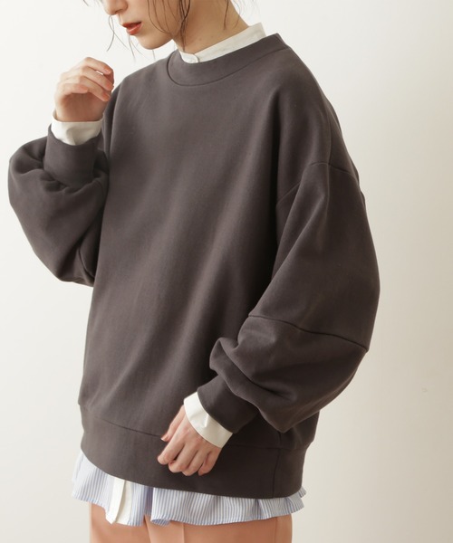 N.（N. Natural Beauty Basic）（エヌエヌナチュラルビューティーベーシック）の「◆ボリュームスリーブスウェット（スウェット・レディース・チャコールグレー/ライトベージュ・MEDIUM）」の8枚目の写真