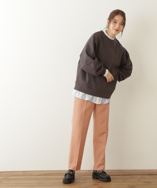 N.（N. Natural Beauty Basic）（エヌエヌナチュラルビューティーベーシック）の「◆ボリュームスリーブスウェット（スウェット・レディース・チャコールグレー/ライトベージュ・MEDIUM）」の7枚目の写真