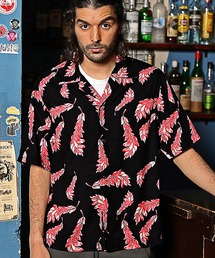 RATTLE TRAP | 総柄フェザープリントオープンカラー半袖シャツ(シャツ/ブラウス)