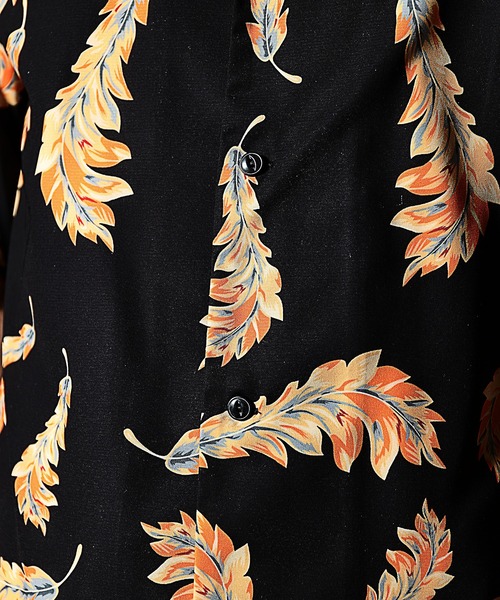 RATTLE TRAP(ラトルトラップ)の「総柄フェザープリントオープンカラー半袖シャツ(シャツ/ブラウス・メンズ・ブラック×イエロー/ブラック×ピンク・S/M/L)」の12枚目の写真