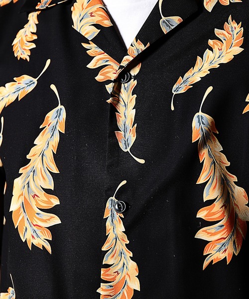 RATTLE TRAP(ラトルトラップ)の「総柄フェザープリントオープンカラー半袖シャツ(シャツ/ブラウス・メンズ・ブラック×イエロー/ブラック×ピンク・S/M/L)」の13枚目の写真
