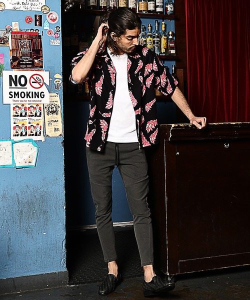 RATTLE TRAP(ラトルトラップ)の「総柄フェザープリントオープンカラー半袖シャツ(シャツ/ブラウス・メンズ・ブラック×イエロー/ブラック×ピンク・S/M/L)」の15枚目の写真