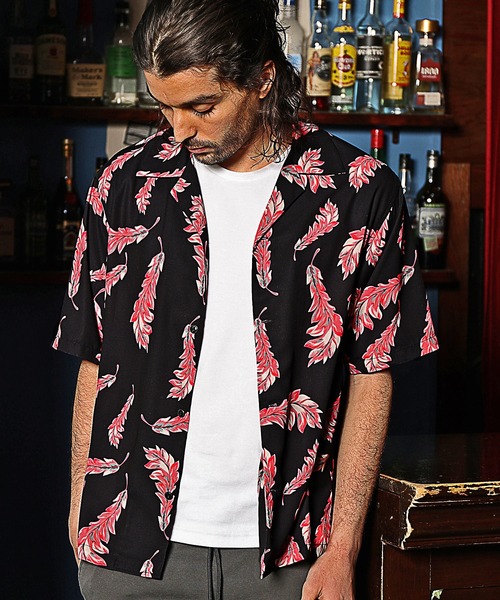 RATTLE TRAP(ラトルトラップ)の「総柄フェザープリントオープンカラー半袖シャツ(シャツ/ブラウス・メンズ・ブラック×イエロー/ブラック×ピンク・S/M/L)」の17枚目の写真