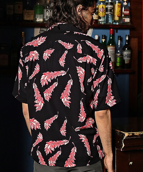 RATTLE TRAP(ラトルトラップ)の「総柄フェザープリントオープンカラー半袖シャツ(シャツ/ブラウス・メンズ・ブラック×イエロー/ブラック×ピンク・S/M/L)」の21枚目の写真