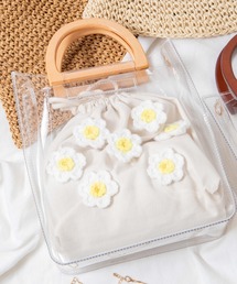 WEGO | WEGO/【2点セット】ウッドハンドルクリアバッグ(ショルダーバッグ)