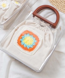 WEGO | WEGO/【2点セット】ウッドハンドルクリアバッグ(ショルダーバッグ)