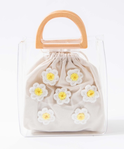 WEGO（ウィゴー）の「WEGO/【2点セット】ウッドハンドルクリアバッグ（ショルダーバッグ・レディース・その他1/その他2・FREE）」の10枚目の写真