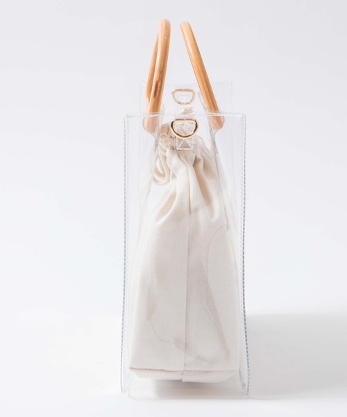 WEGO（ウィゴー）の「WEGO/【2点セット】ウッドハンドルクリアバッグ（ショルダーバッグ・レディース・その他1/その他2・FREE）」の13枚目の写真