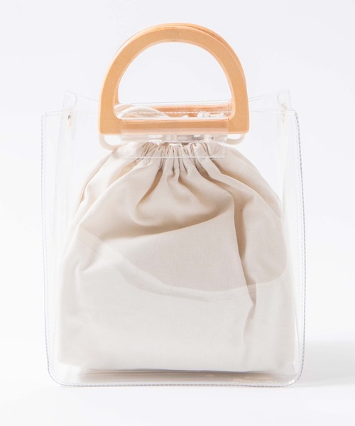 WEGO（ウィゴー）の「WEGO/【2点セット】ウッドハンドルクリアバッグ（ショルダーバッグ・レディース・その他1/その他2・FREE）」の15枚目の写真