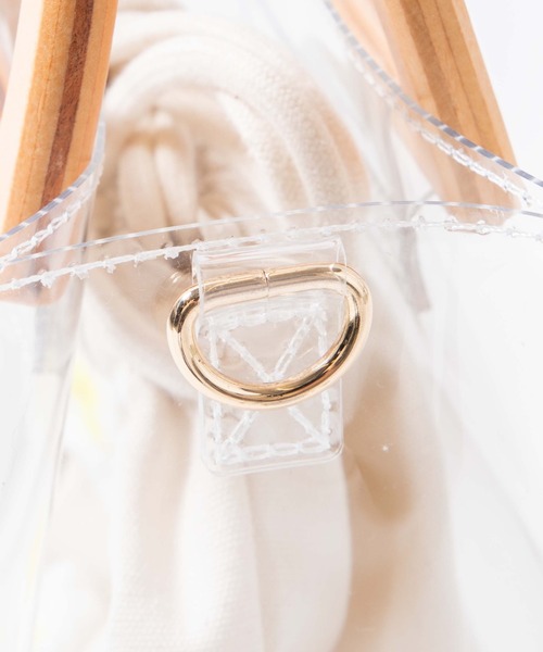 WEGO（ウィゴー）の「WEGO/【2点セット】ウッドハンドルクリアバッグ（ショルダーバッグ・レディース・その他1/その他2・FREE）」の5枚目の写真