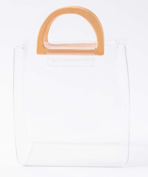 WEGO（ウィゴー）の「WEGO/【2点セット】ウッドハンドルクリアバッグ（ショルダーバッグ・レディース・その他1/その他2・FREE）」の7枚目の写真