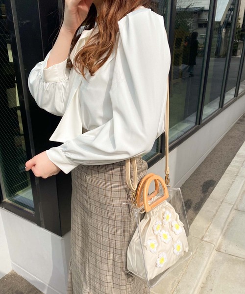 WEGO（ウィゴー）の「WEGO/【2点セット】ウッドハンドルクリアバッグ（ショルダーバッグ・レディース・その他1/その他2・FREE）」の16枚目の写真