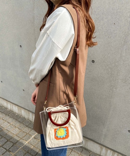 WEGO（ウィゴー）の「WEGO/【2点セット】ウッドハンドルクリアバッグ（ショルダーバッグ・レディース・その他1/その他2・FREE）」の17枚目の写真