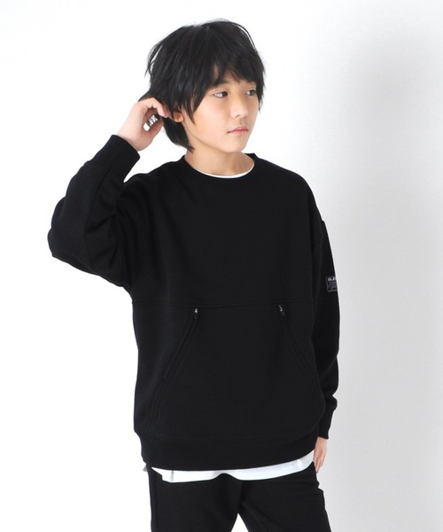GLAZOS（グラソス）の「裏毛・ドロップショルダーZIP使いトレーナー【セットアップ対応】（スウェット・キッズ・ホワイト/ブラック/ブルー・130cm/140cm/150cm/170cm/160cm）」の2枚目の写真