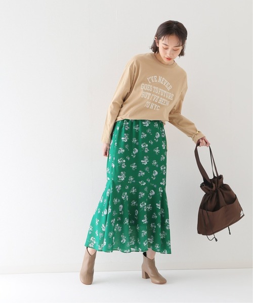 JOURNAL STANDARD relume（ジャーナルスタンダード　レリューム）の「フラワーシアサッカーヘムフリルスカート◆（スカート・レディース・ブラック/グリーン・FREE）」の7枚目の写真