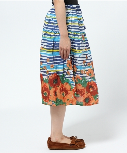 チャイハネ（チャイハネ）の「【チャイハネ】ボタニカルフラワーボーダースカート（スカート・レディース・レッド/ブルー/グリーン・FREE）」の13枚目の写真