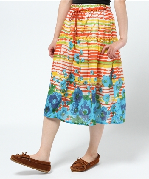 チャイハネ（チャイハネ）の「【チャイハネ】ボタニカルフラワーボーダースカート（スカート・レディース・レッド/ブルー/グリーン・FREE）」の6枚目の写真