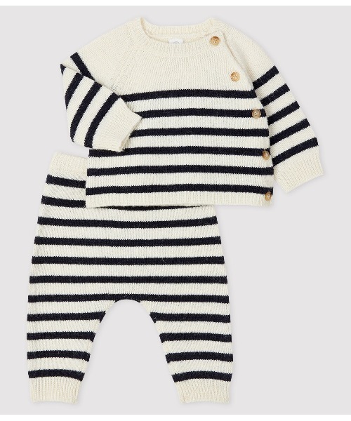 セール Petit Bateau ミニマリニエールニット２点セット ベビーギフト ママ ベビー Bateau プチバトー