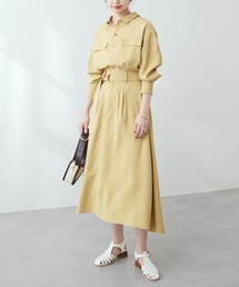 natural couture | 【ZOZO先行】大人上品な美シルエットデザイン！ミリタリーシャツワンピース(ワンピース)