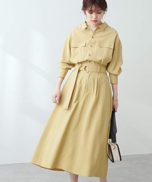 大人上品な美シルエットデザイン!ミリタリーシャツワンピース