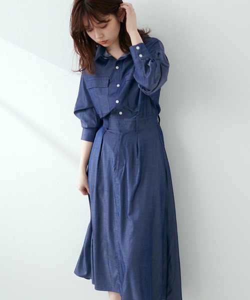 大人上品な美シルエットデザイン!ミリタリーシャツワンピース