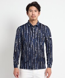 新品】アダバットゴルフミラノリブロゴストライプシャツウェア48サイズ