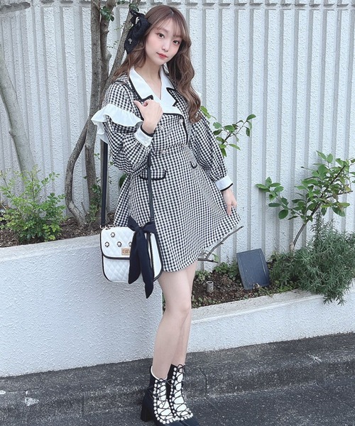 Swankiss(スワンキス)の「TS Frencheck frill OP(ワンピース・レディース・ブラック/ベージュ/ピンク・FREE)」の6枚目の写真