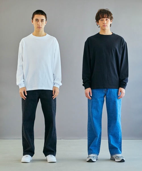 THE STANDARD（ザスタンダード）の「WEGO/クルーネックロンT（Tシャツ/カットソー・メンズ・ブラック/ライトベージュ/ライトパープル/ホワイト・SMALL/LARGE/MEDIUM）」の5枚目の写真