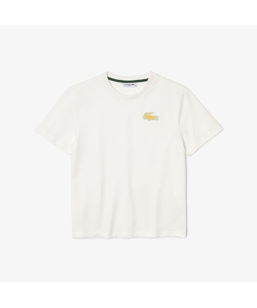 LACOSTE(ラコステ)の「パイルクロックエンブレムTシャツ(Tシャツ/カットソー・レディース・ホワイト/ライトブルー・40/38/36/34)」の2枚目の写真