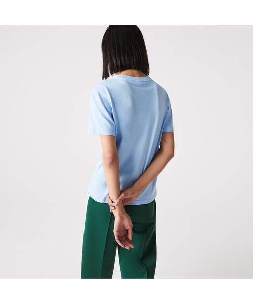 LACOSTE(ラコステ)の「パイルクロックエンブレムTシャツ(Tシャツ/カットソー・レディース・ホワイト/ライトブルー・40/38/36/34)」の4枚目の写真