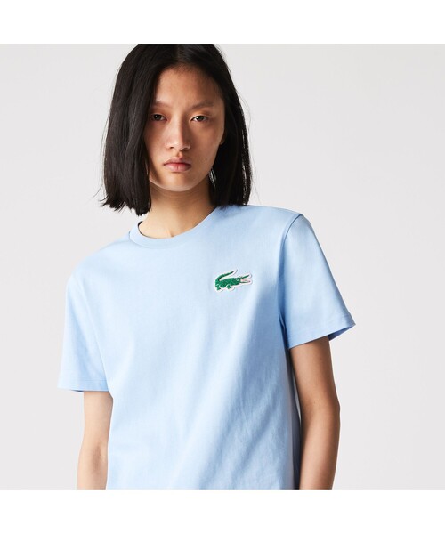 LACOSTE(ラコステ)の「パイルクロックエンブレムTシャツ(Tシャツ/カットソー・レディース・ホワイト/ライトブルー・40/38/36/34)」の5枚目の写真