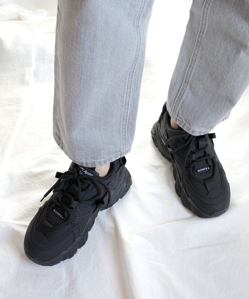 AmiAmi(アミアミ)の「レースアップワンカラーダッドスニーカー/厚底スニーカー(スニーカー・レディース・ホワイト/ブラック/ベージュ・LL/S/M/L)」の10枚目の写真