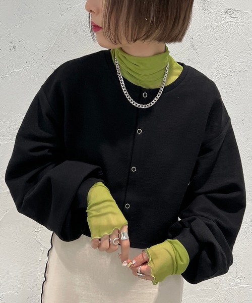 apres jour mignon（アプレジュールミニョン）の「ドットボタンカーディガン【ZOZOTOWN限定アイテム】（カーディガン/ボレロ・レディース・ブラック/ピンク/イエロー系その他/グリーン系その他/アイボリー・X-LARGE/フリー）」の12枚目の写真