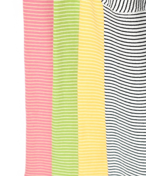 w closet（ダブルクローゼット）の「テレコボーダーショートクルーネックカーディガン（カーディガン/ボレロ・レディース・オフホワイト/ライム/イエロー/ピンク・FREE）」の12枚目の写真