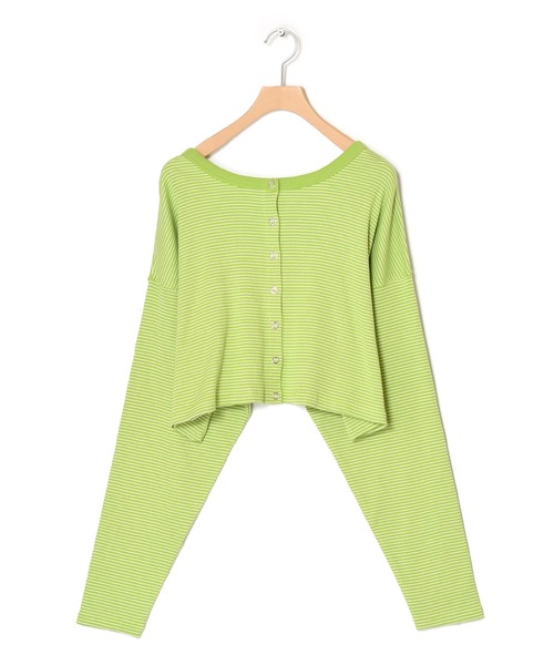 w closet（ダブルクローゼット）の「テレコボーダーショートクルーネックカーディガン（カーディガン/ボレロ・レディース・オフホワイト/ライム/イエロー/ピンク・FREE）」の17枚目の写真