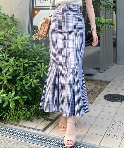 ROYAL PARTY（ロイヤルパーティー）の「ハイウエスト切替マーメイドスカート（スカート・レディース・パープル/チェック/ブラック・FREE）」の3枚目の写真