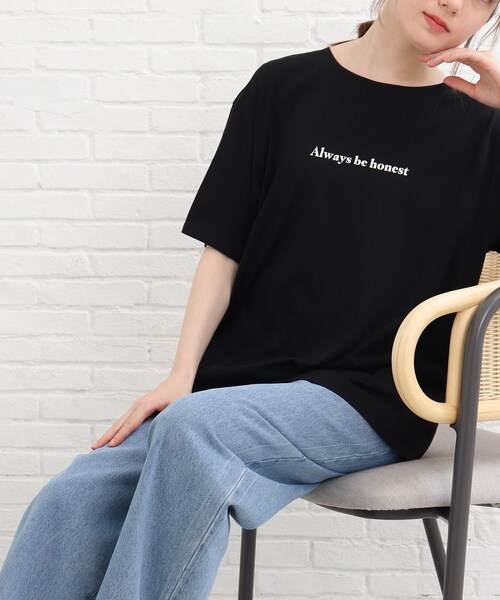 SHOO・LA・RUE(シューラルー)の「◆【接触冷感】バックラウンドプリントT(Tシャツ/カットソー・レディース・ベージュ系その他6/ホワイト系その他/ブラック系/ブラック系2・03/02/04)」の3枚目の写真