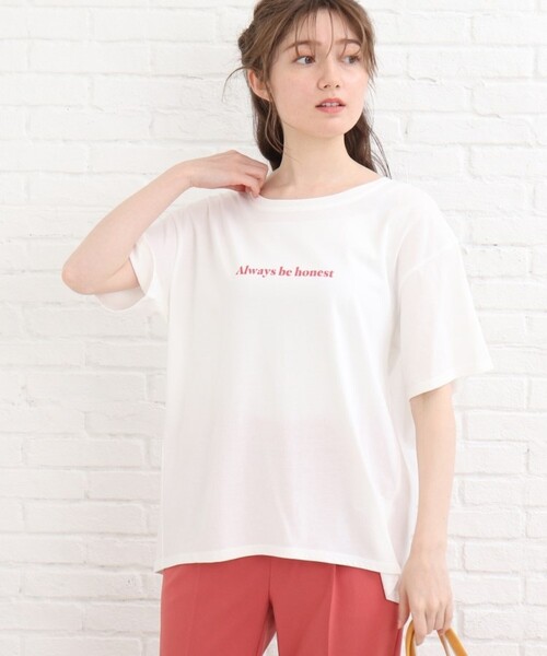 SHOO・LA・RUE(シューラルー)の「◆【接触冷感】バックラウンドプリントT(Tシャツ/カットソー・レディース・ベージュ系その他6/ホワイト系その他/ブラック系/ブラック系2・03/02/04)」の2枚目の写真