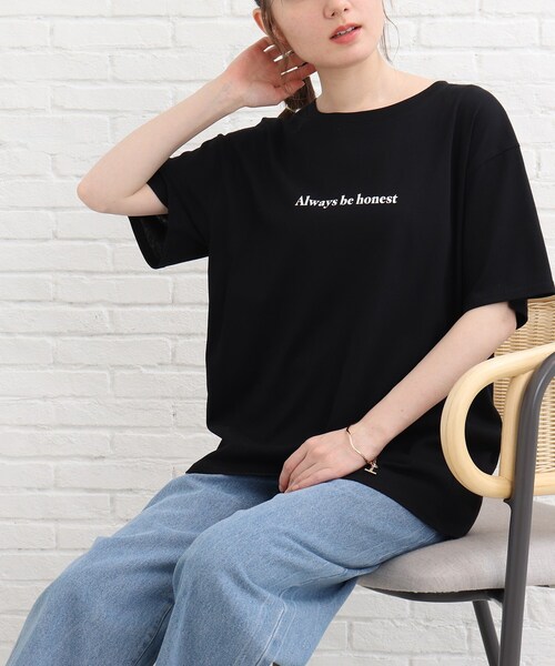 SHOO・LA・RUE(シューラルー)の「◆【接触冷感】バックラウンドプリントT(Tシャツ/カットソー・レディース・ベージュ系その他6/ホワイト系その他/ブラック系/ブラック系2・03/02/04)」の12枚目の写真