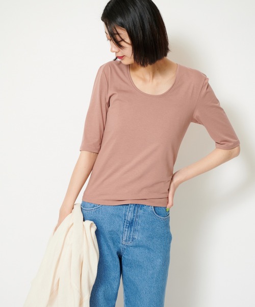 U by SPICK&SPAN（ユーバイスピックアンドスパン）の「UネックTEE（Tシャツ/カットソー・レディース・ブラック/ホワイト/ピンク・FREE）」の17枚目の写真