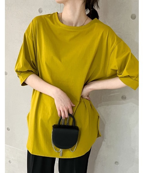 Re:EDIT(リエディ)の「前後2WAYシルケットカットソーチュニック(Tシャツ/カットソー・レディース・ホワイト/マスタード/グレイッシュベージュ/ブラック・MEDIUM/LARGE)」の8枚目の写真